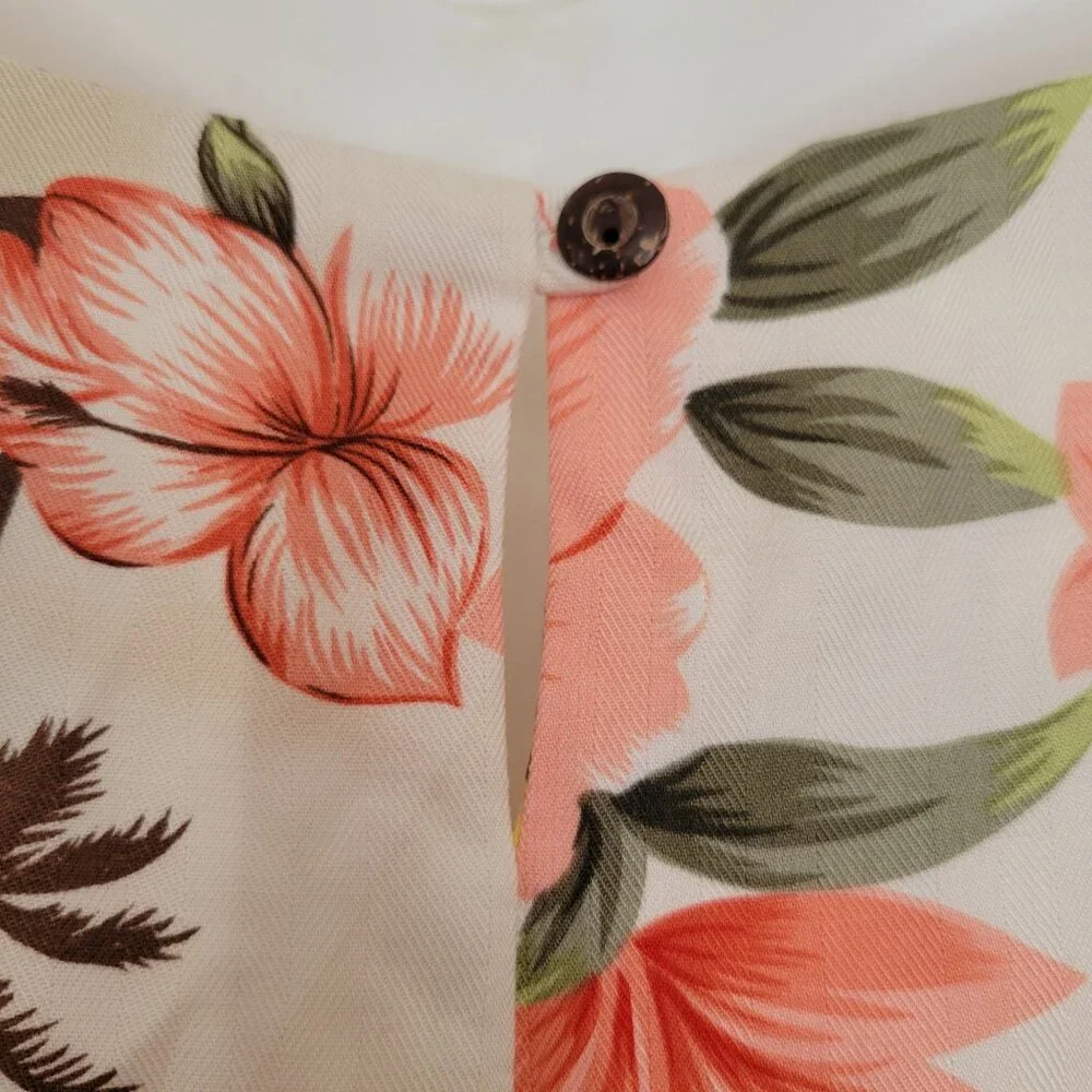 Ho‎ Aloha Tropical Floral Sleeveless Sheath Dress XL Rayon Made In Hawaii